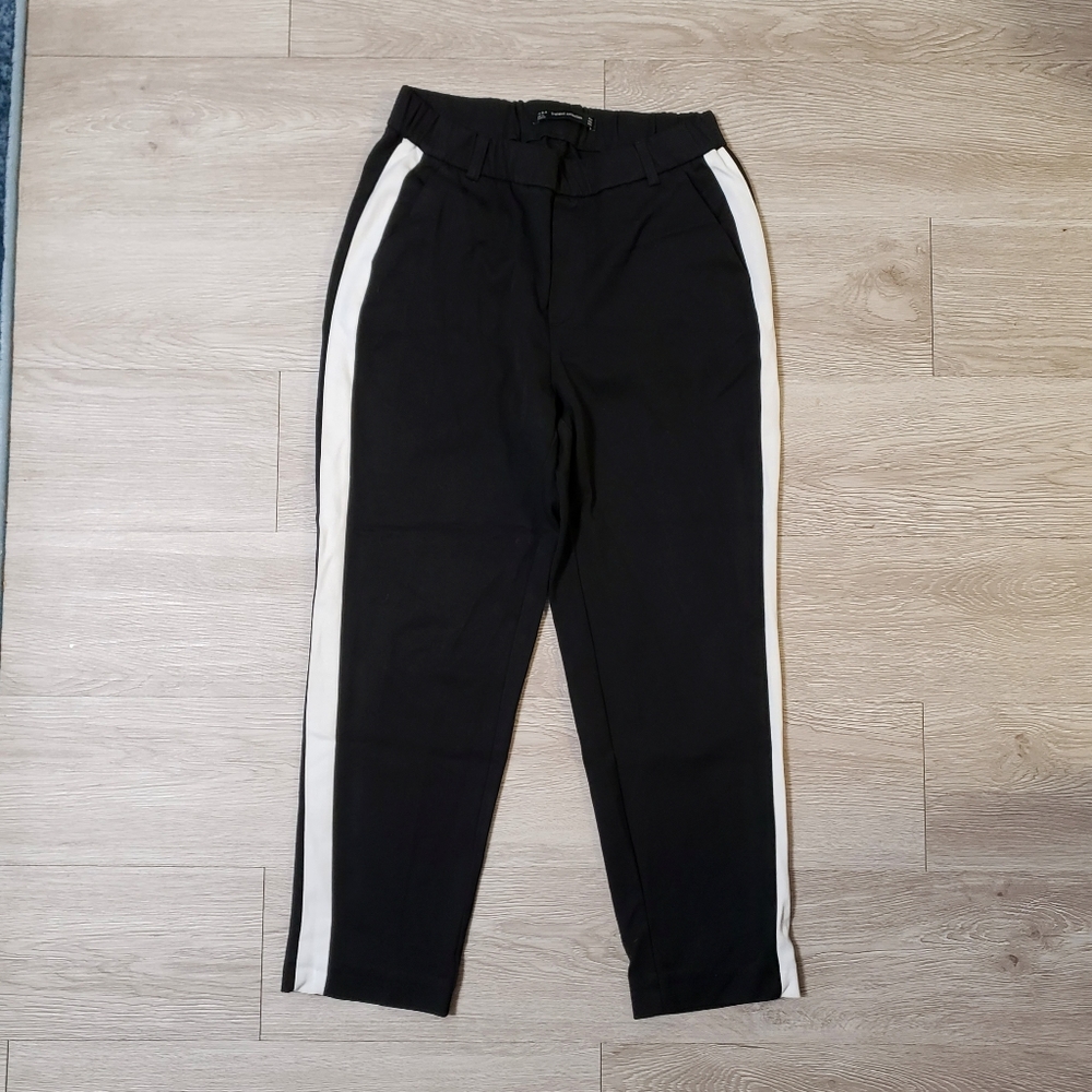 Zara Trafaluc Collection size XS track pants white stripe athleisure w/ pockets